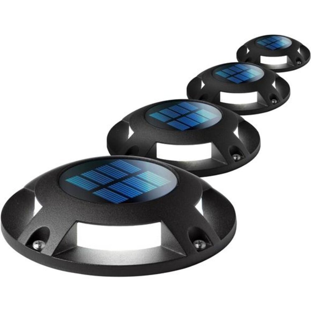Home Zone Security 4 Packs Solar Deck Light Outdoor 20 Lumens Waterproof